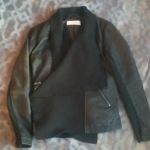 Tahari Black real leather motorcycle jacket
